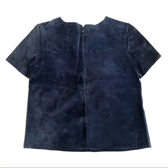 Zara Navy Leather Top - Picture 4 of 10
